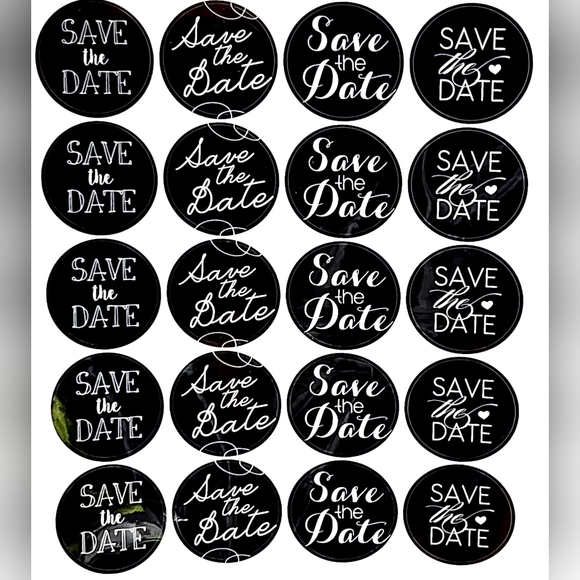 NWT Forever In Time Set of 40 Round Black/White SAVE THE DATE Sticker Seals! - Picture 6 of 9